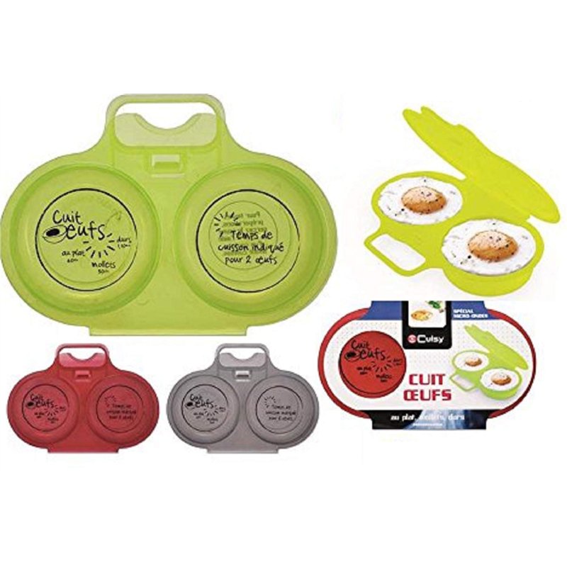2 Lots de 2 Cuits Oeufs au plat, Mollets, Durs au Micro-ondes Pratique et Rapide (Coloris aléatoire)