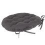 Atmosphera Lot de 4 galettes de chaises Rondes avec Attaches - Diamètre 38 cm -Matelassées & 100% Coton - Coloris Gris Anthracit
