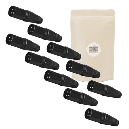 X10 Prise XLR 3 Broches Male à Souder Fiche Connecteur Soudure Audio pour Ecouteurs Guitare Chaîne HiFi Microphone Casque - ADAP