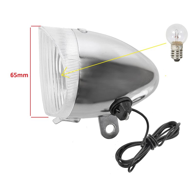 Image secondaire de cyclingcolors kit feu Avant + arrière vélo Dynamo à Ampoule 6V Phare éclairage Vintage chromé Argent