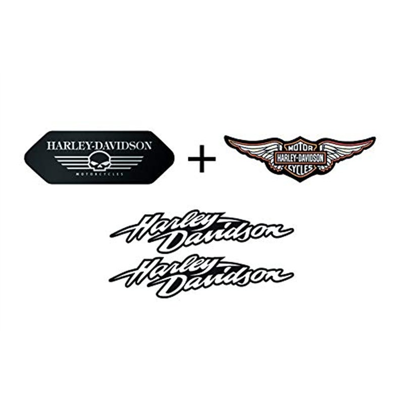 Stickers rétro réfléchissant pour Casque de Moto Harley Davidson Pack Complet Ailes Black (4 Stickers)