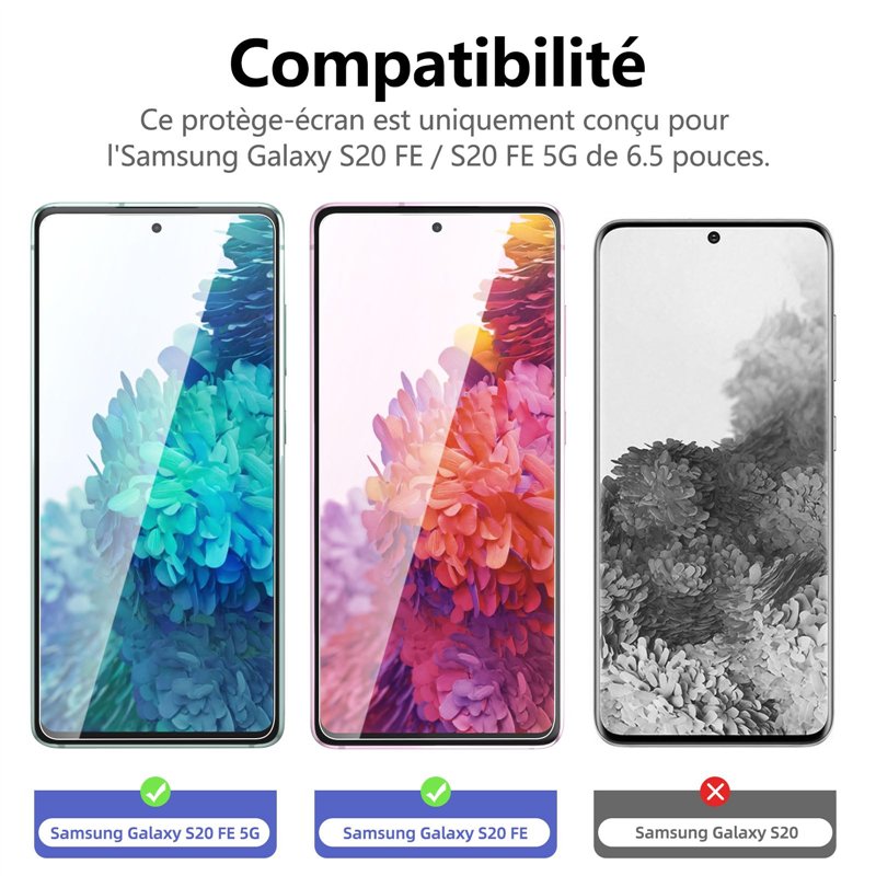 Image secondaire de NEW'C Lot de 3, Verre Trempé pour Samsung Galaxy S20 FE / S20 FE 5G, Film Protection écran -sans Bulles d'air -Ultra Résistant (