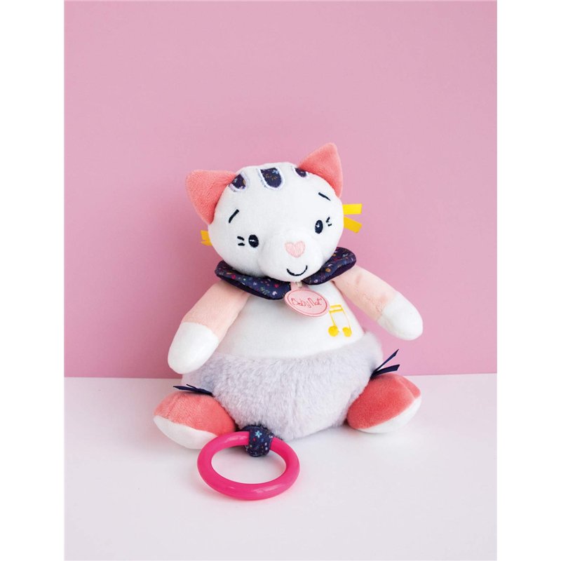 Image secondaire de BABY NAT' - Peluche Musicale Chat - Boîte à Musique - 25 cm - Blanc/Rose - Belle Idée Cadeau Fille - Chat Pollen - BN0444