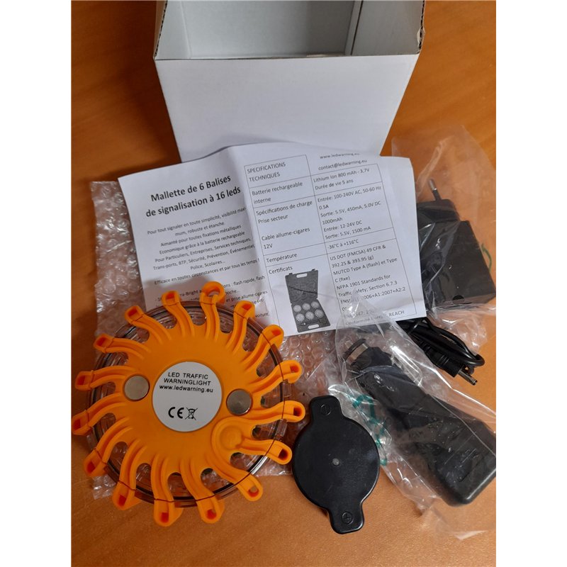 Image secondaire de Balise de signalisation Pro gyrophare Pro 16 LEDs Orange Rechargeable LEDwarning, aimantée et Flottante Vendeur et Stock en Fran
