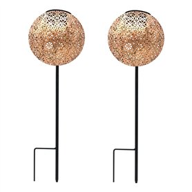 Lot de 2 balises solaires style oriental à planter LED blanc chaud AGADIR H45cm