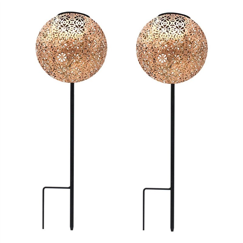 Lot de 2 balises solaires style oriental à planter LED blanc chaud AGADIR H45cm