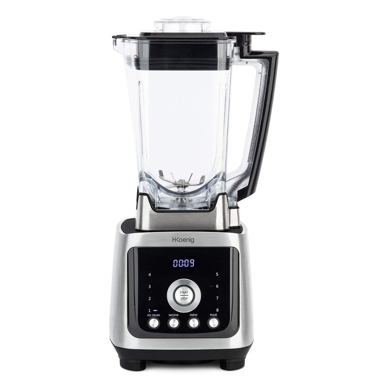 H.Koenig Blender Power+ Puissant 2000W aluminium MXH880 Bol tritan 2L Lames inox, 4Programmes glace pilée smoothie broyer pulse 