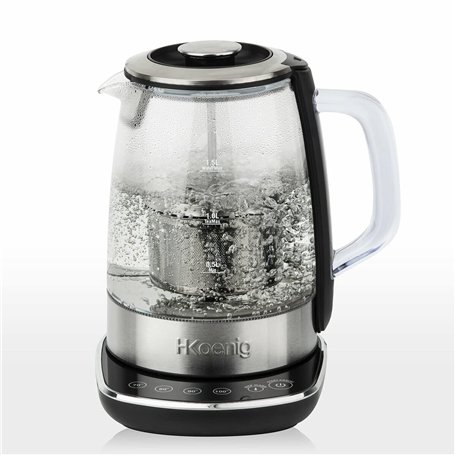 H.Koenig Théière Bouilloire Instant T électrique en Verre 1.5L TI600 avec Infuseur filtre à Thé Inox 2200W Compacte