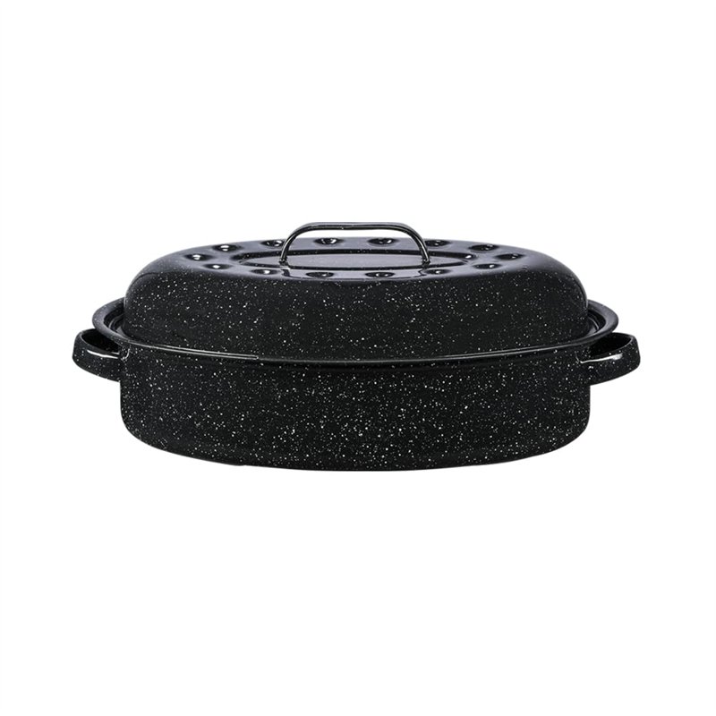 GRANITEWARE - Cocotte Roaster format moyen – Acier émaillé – Ovale – 4L – Ultra-légère - Cuisson dorée et moelleuse