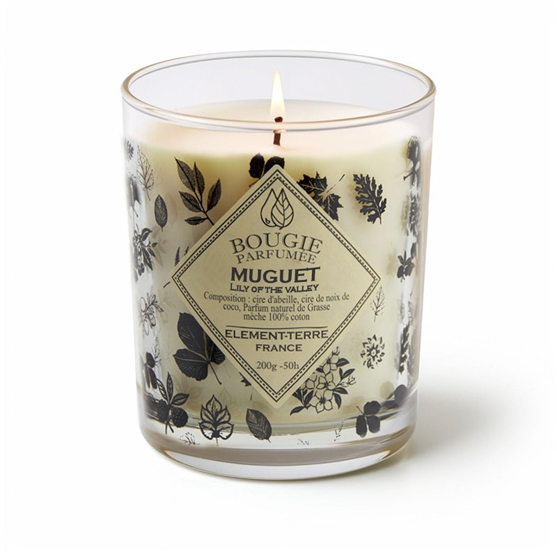 Bougie Parfumée 200 Grammes, 50 Heures Parfum Muguet, Brun