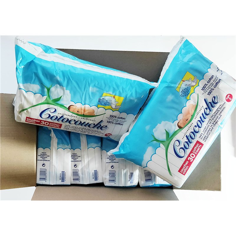 Tetra Medical - Lot de 180 Couches (6 Paquets de 30 Couches) 100% Coton 2 ème Age - Cotocouche