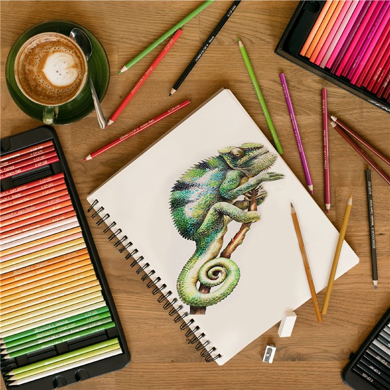 Image secondaire de Zenacolor - 72 Crayon de Couleurs Professionnel, avec Boîte en Métal - Set de 72 Couleurs Uniques - Dessin, Esquisse, Coloration