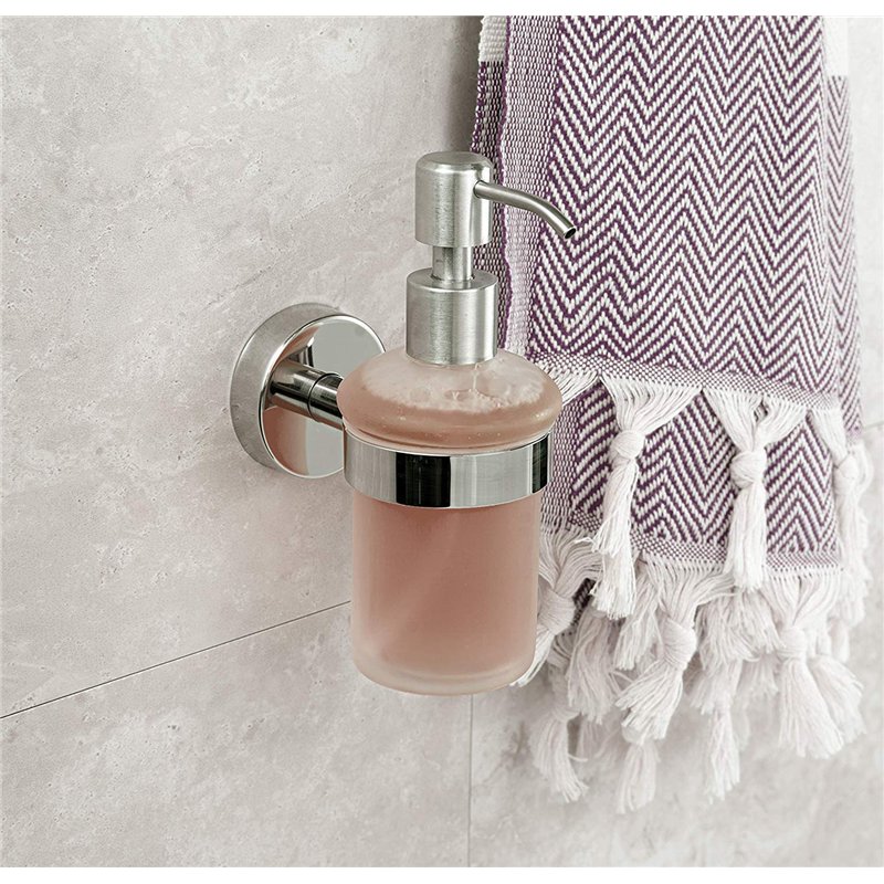 Image secondaire de Kapitan Distributeur de Savon avec Support Mural en Verre Acier Inoxydable Fini Poli, fabriqué dans l'UE, Garantie 20 Ans