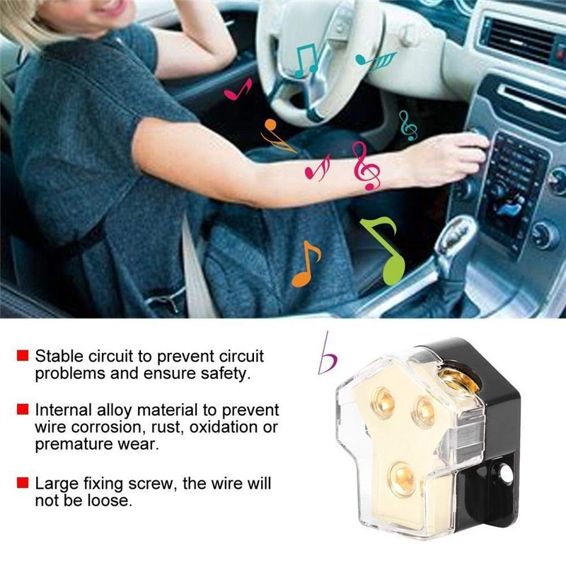 Image secondaire de KSTE Bloc de Distribution d'alimentation, Power Audio Distribution Voiture d'alimentation 1 * 1GA dans 2 * 4GA Out Bloc Séparate