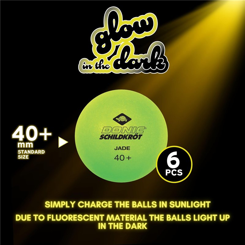 Image secondaire de Schildkröt Donic-Schildkröt Balles de Tennis Table Glow in the Dark, 6 Vert Clair, Fluorescentes, Qualité Poly 40+, pour Jouer a
