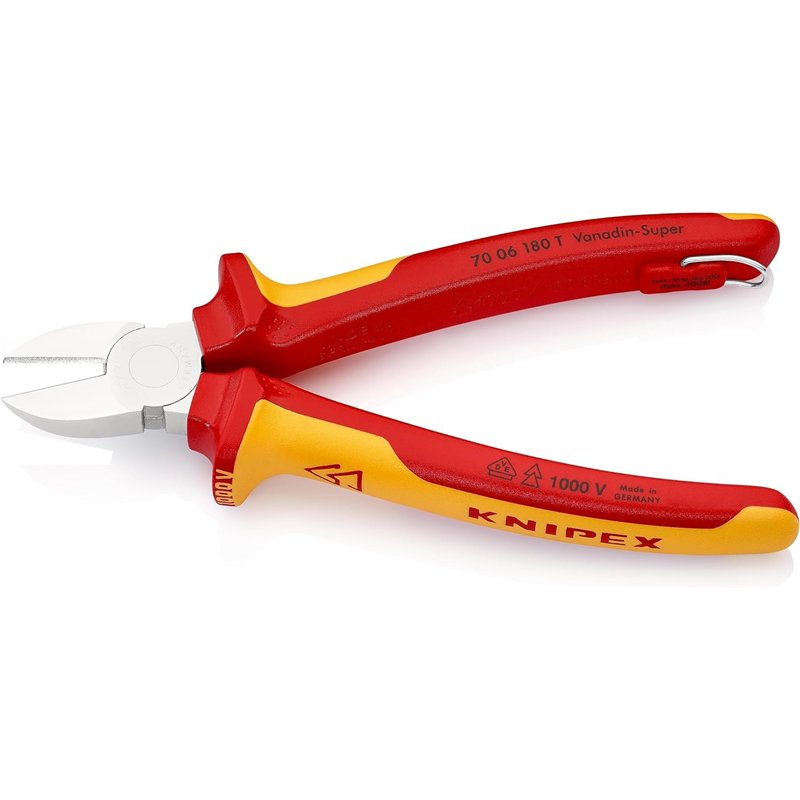 Image secondaire de Knipex Pince coupante de côté chromée, isolées avec gaines bi-matière, homologuées VDE ; avec œillet de fixation isolé intégré p