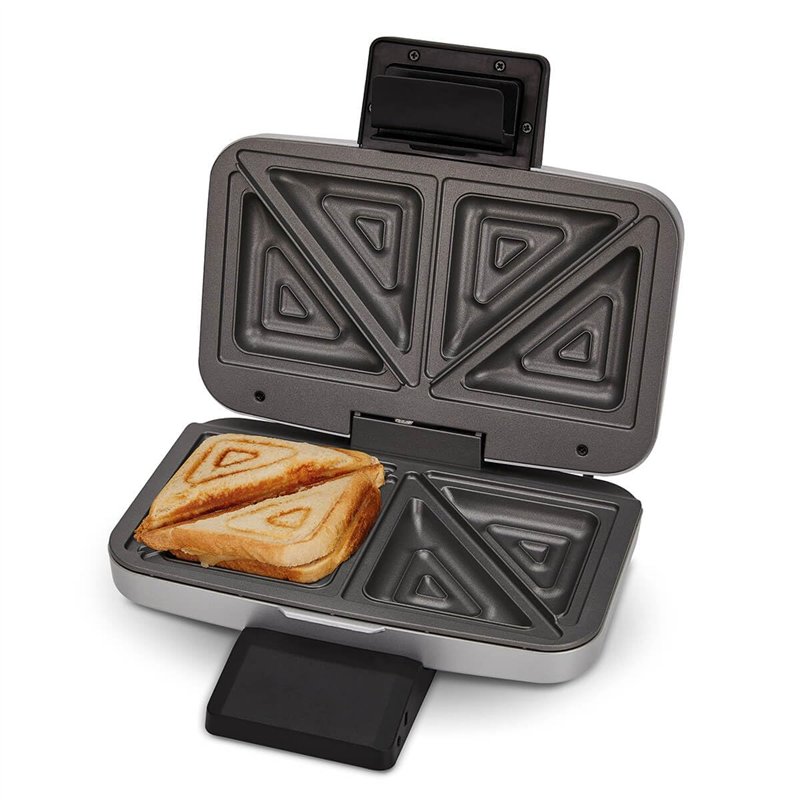 Cloer 6259 Appareil à croque-monsieur pour 2 sandwichs divisés en diagonale, American Toasts, Remplissage XXL, 900W, finition en