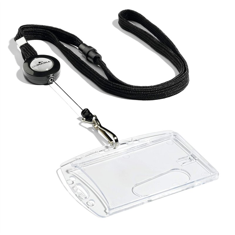 Image secondaire de Durable 822301 Lacet Enrouleur Textile Attache Mousqueton Lacet 1cm Large 44cm Longueur Enrouleur 80cm Lot de 10 Assorties