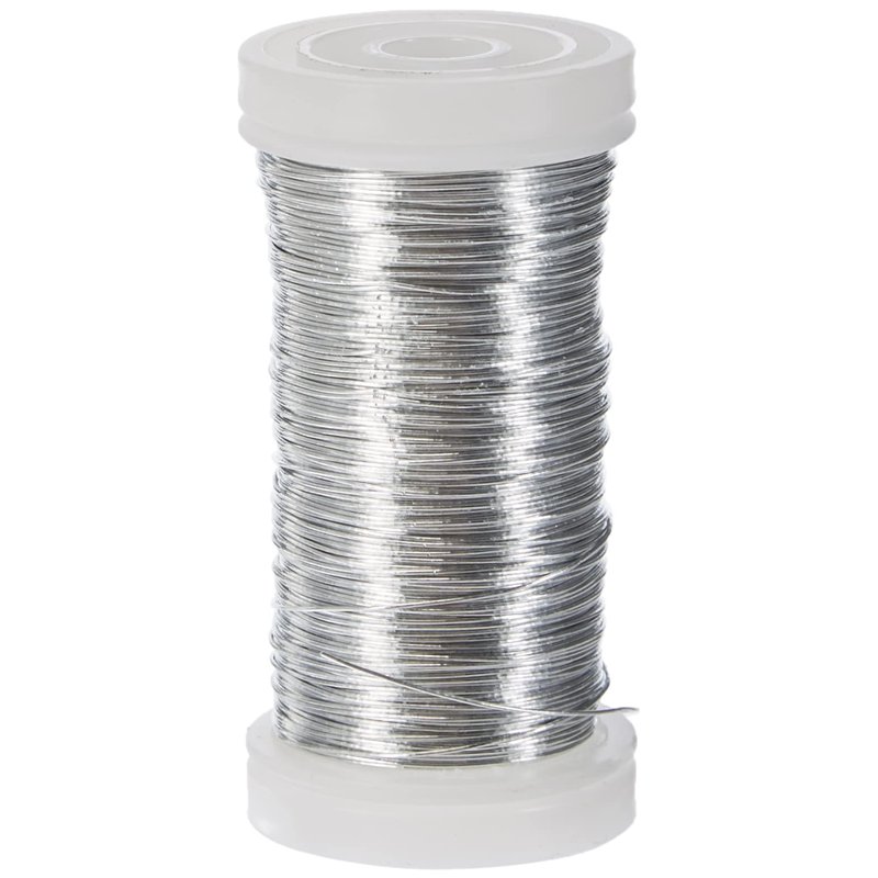 Rayher 2400121 Bobine de fil de fer en platine, Inoxydable, couleur argent-blanche, ø 0,35 mm, longueur 100m, multi-usage, bijou