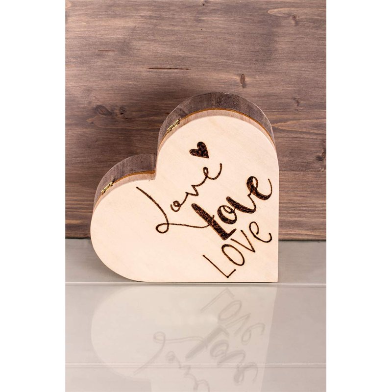 Image secondaire de Rayher 62841505 boîte en bois Cœur, avec fermoir magnétique, 25,3x24x6cm, nature