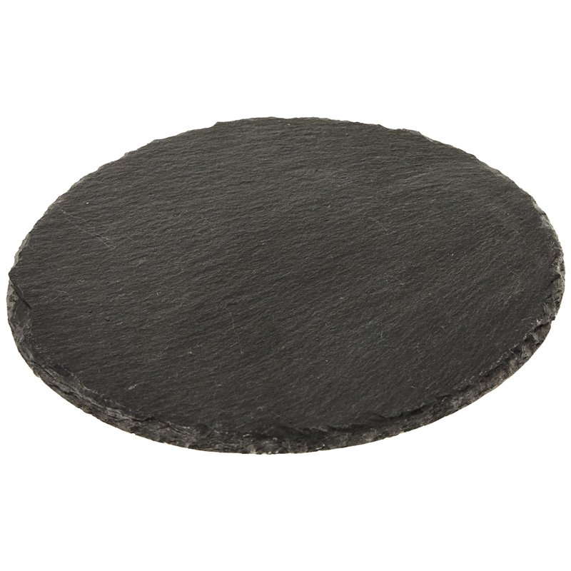 Rayher Plateau en ardoise rond, gris, 1 pce., Ø20cm, utilisation multiple, présentation d’aliments, décoration de table, dessous
