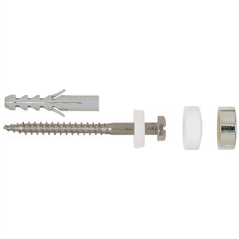 fischer - Kit de fixation pour WC au sol WCN - 2 chevilles S 8, 2 vis à bois en inox A2 6x70 mm, 2 capuchons chromés et blancs