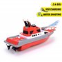 Dickie Toys Toys-201107000 Bateau de Pompiers Radio-commandé 2 canaux 27 MHz, Charge par USB, Vitesse de Pointe 6 km/h, pour Enf