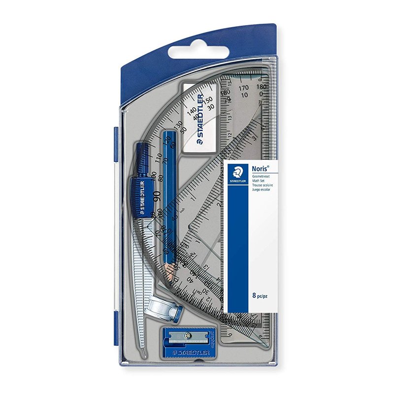 Staedtler Noris 550, Compas scolaire de précision avec attache-crayon intégrée pour l'école, Boîtier refermable pratique avec ou