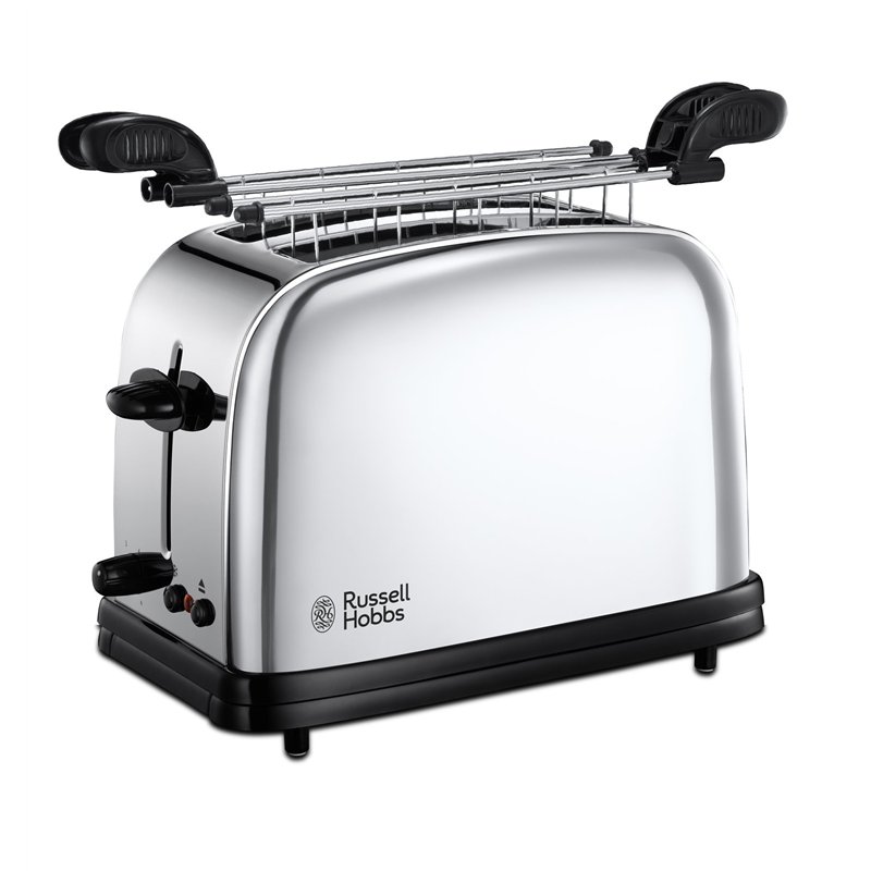Russell Hobbs Grille Pain [Pour Sandwich & Panini] Chester (2 Fentes larges, Pinces incl., 6 Niveaux de brunissage réglables, Si