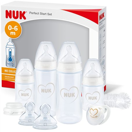NUK Perfect Start First Choice+ Lot biberon | 0-6 mois | 4 biberons anti-coliques