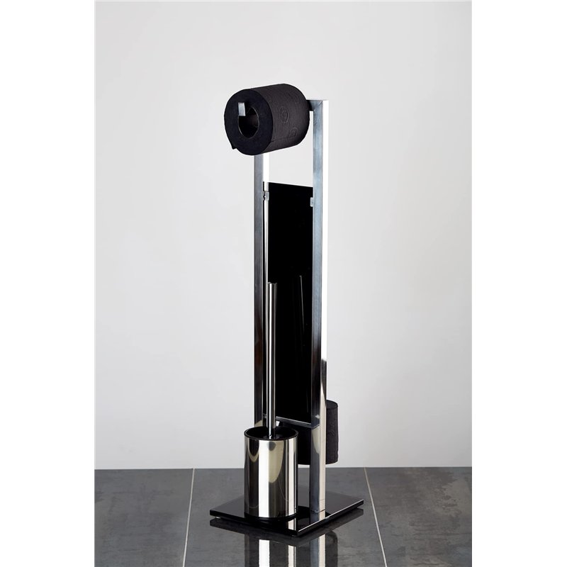 Image secondaire de WENKO Combiné WC Rivalta | 3 en 1| Brosse WC et Dérouleur Papier Toilette | Stockage Papier | Tête de Brosse remplaçable | Acier