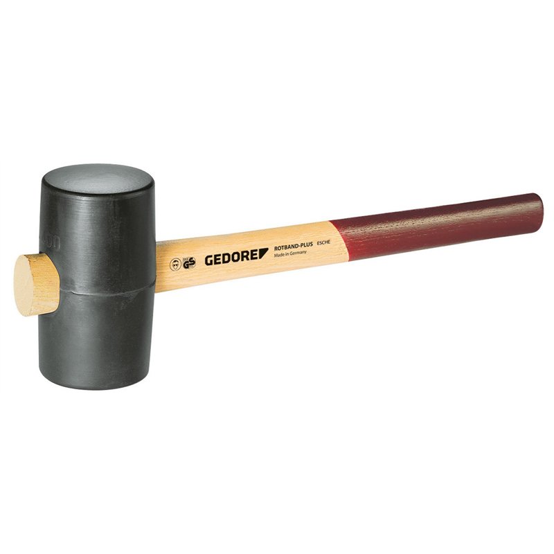 Image secondaire de GEDORE Maillet caoutchouc avec manche en bois, Maillet en cuir, Ø 55 mm, Marteau avec manche en frêne, Avec 2 tables plates, Out