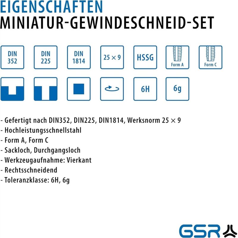 Image secondaire de GSR PROFI Set de tarauds miniatures | 30 pièces | Métrique | Tarauds HSS-G M1-M2,5 | Filières métriques | Porte-filières | Bague