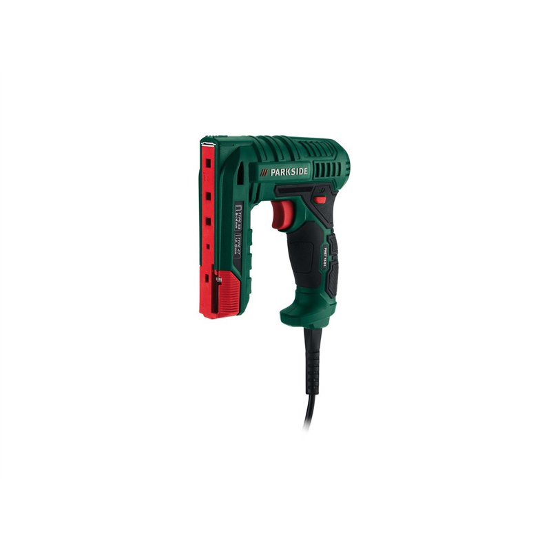 Parkside PHET 15 B1 Cloueuse/agrafeuse électrique, compatible avec clous et agrafes standard.Application : Décoration, travaux m