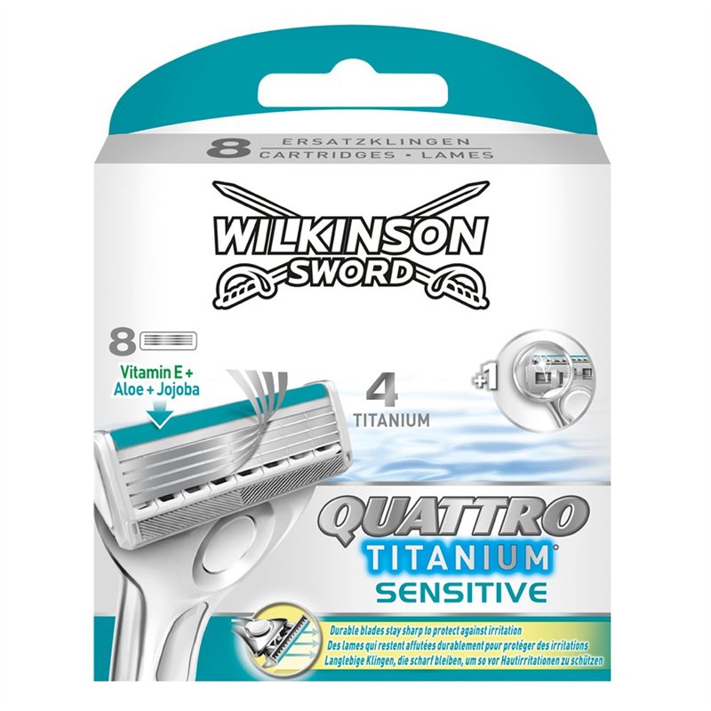 Image secondaire de Wilkinson - Quattro Titanium Sensitive - Lames de Rasoir pour Homme - Pack de 8