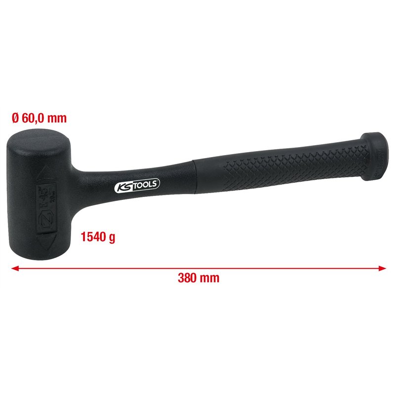 Image secondaire de KS TOOLS 140.5258 Marteau sans rebond - tete Ø65mm- 1540g - enrobé en matière polyurethane Couleur