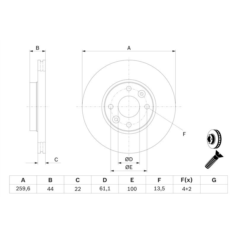 Image secondaire de Bosch BD1033 Disques de frein - certification ECE-R90 - 1 jeu de 2 disques