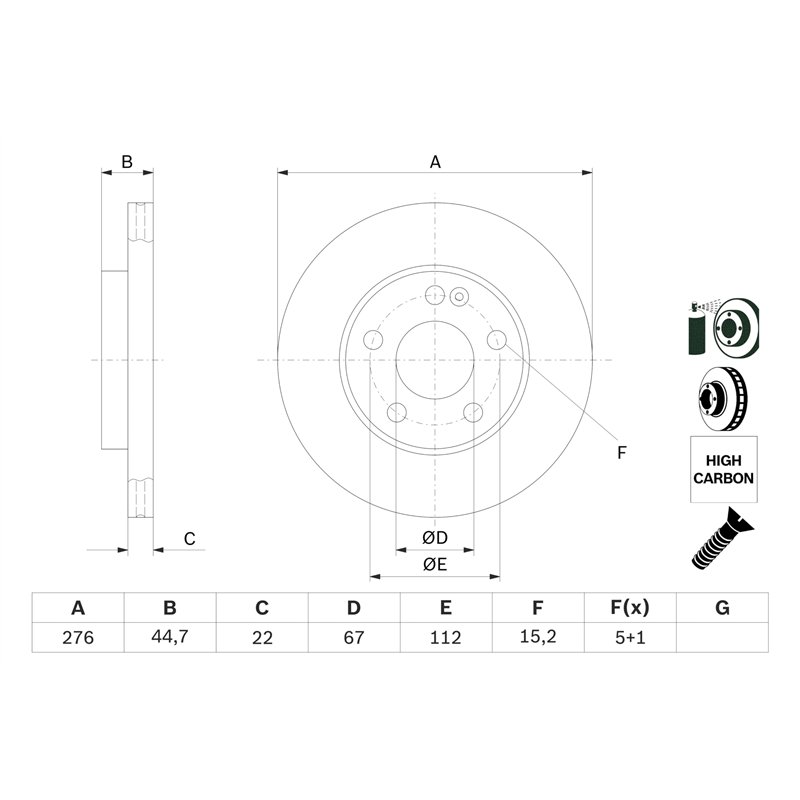 Image secondaire de Bosch BD1058 Disques de frein - certification ECE-R90-1 jeu de 2 disques