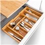 Relaxdays Plateau à couverts extensible HBT 5 x 48,5 x 28 cm, insert à couverts en bambou avec 5 à 7 compartiments comme organis