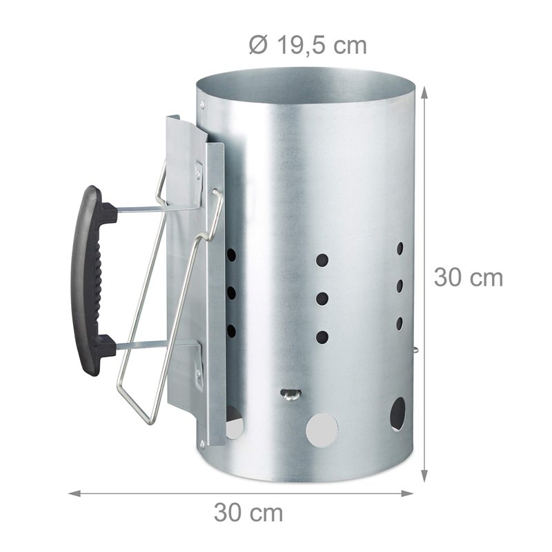 Image secondaire de Relaxdays d’allumage Charbon en Acier Allume feu cheminée Barbecue HxD: 30 x 19 cm, Grill Starter, Argent, Silber