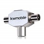 kwmobile Répartiteur d'antennes en T - Distributeur antenne 2 Voies - 2X Prise coaxial pour DVB-T/BK - 0-1000 MHz - Coupleur Ali