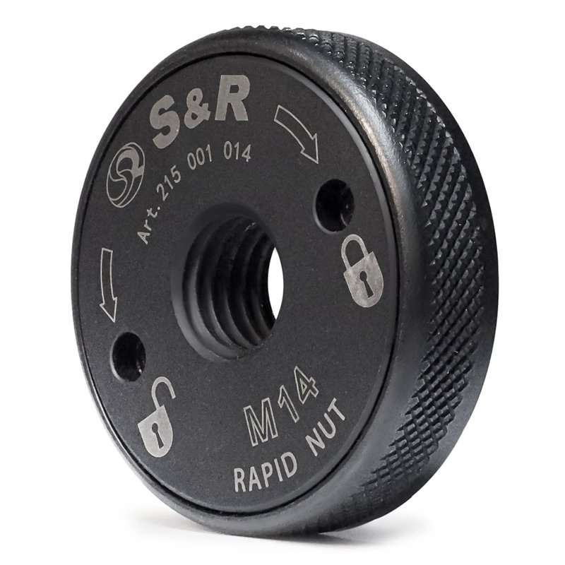 S&R Ecrou de Serrage Rapide M14 Meuleuse. Filettage Complet pour serrage rapide et sans Clés. Pour meuleuse 115 e 125 mm de tout