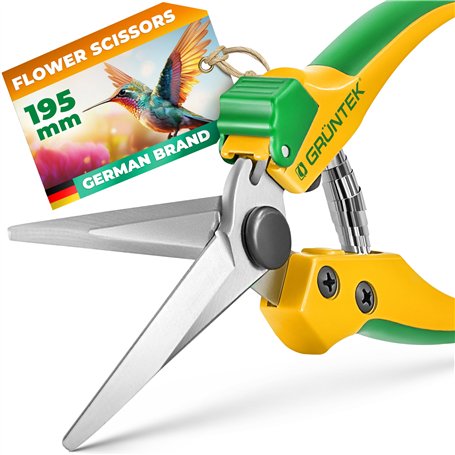 GRÜNTEK Sécateur à Fleurs Bonsai Plantes. Ciseaux pour Fleuriste et Jardinage Colibri a lame Longue en acier SK5