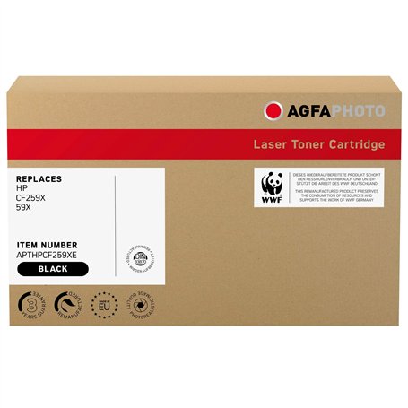 AgfaPhoto Toner Laser équivalent HP CF259X - 59X - 10000 Pages - Noir (pour HP LJ Pro M404X) - 39 x 14 x 23.7