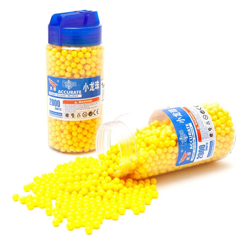 Image secondaire de Balles Softair High Grade Softair BB's Calibre 6mm Balles Softair 0.12g Munitions Balles Jaunes (2000 Boules)