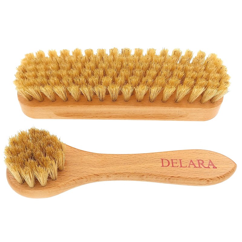 Image secondaire de DELARA Une Petite Brosse à Chaussures et Une Petite Brosse à Cirage en Poils naturels, Couleur: Naturel