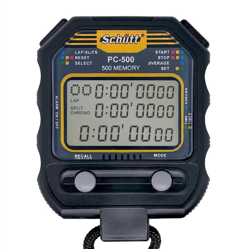 Chronomètre SCHÜTT PC-500 (mémoire 500 | Heure et Date | Double minuterie) - chronomètre Professionnel numérique avec mécanisme 