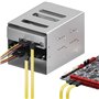 deleyCON 2x 0,5m Câbles S-ATA 3 + Adaptateur Secteur 4-Pin à 2x SATA - Câble de Données HDD SSD Avec Clip - 1x Prise Droite à Un