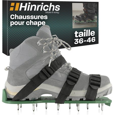 Hinrichs Chape Chaussures - Aerateur Pelouse - 2x Chaussure a Clou Ragreage avec Semelles et Pointes de 25 mm - Chaussure Gazon
