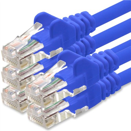 1aTTack.de Câble Réseau Cat6 Cat 6-5X 1m - RJ45 Ethernet LAN DSL Routeur Modem - Bleu